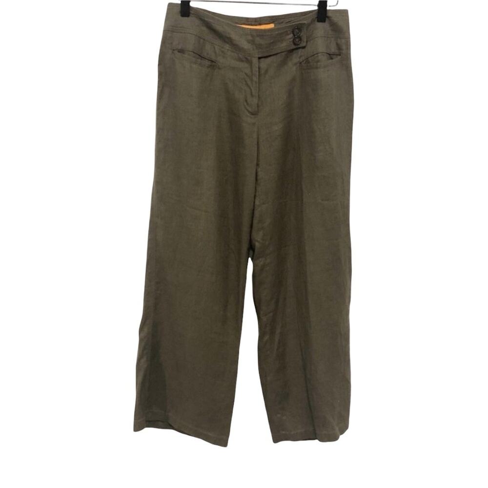 CYNTHIA Cynthia Steffe 100% linen brown cropped pants 4